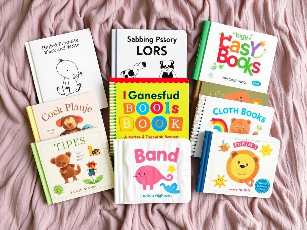 Różne rodzaje książek dla niemowląt - kontrastowe, sensoryczne i dźwiękowe