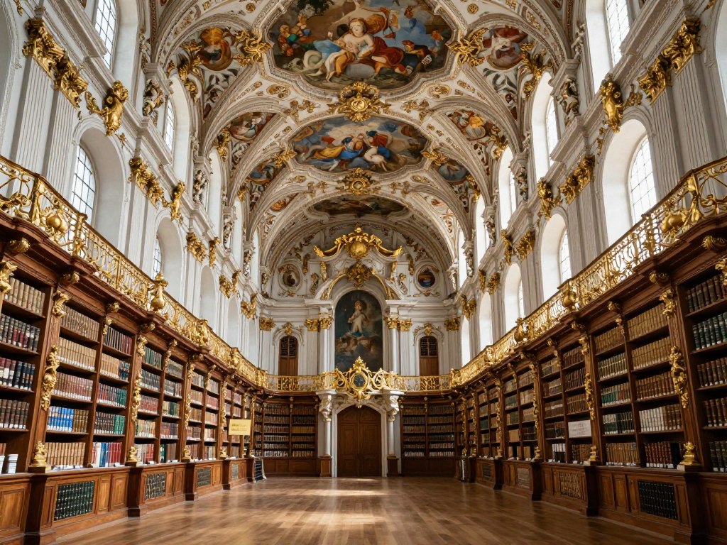 Barokowa biblioteka klasztoru Melk w Austrii