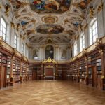 Biblioteka opactwa św. Galla - barokowa sala z historycznymi regałami