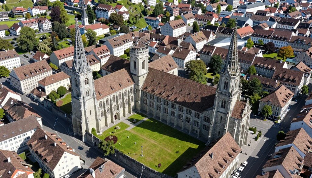 Kompleks opactwa św. Galla z lotu ptaka - obiekt UNESCO