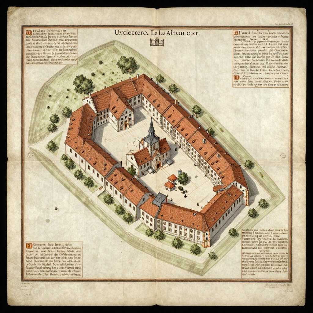 Plan architektoniczny klasztoru św. Galla z IX wieku