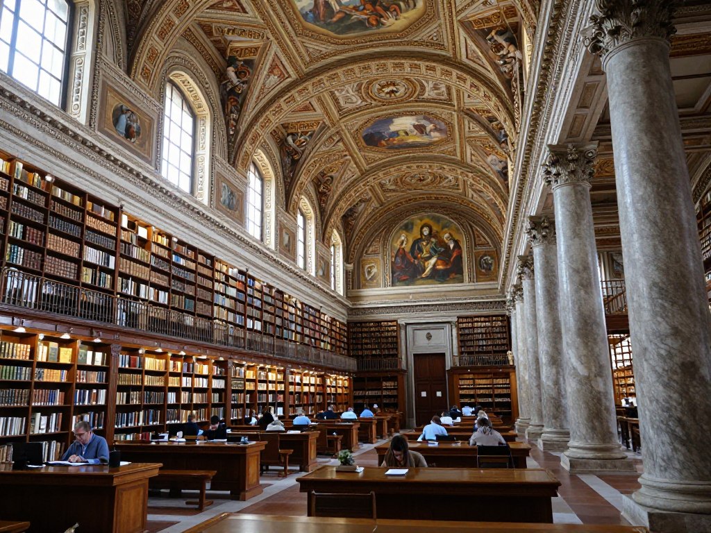 Wnętrze Biblioteki Watykańskiej